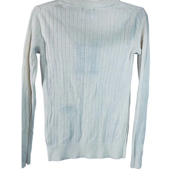 Tommy Hilfiger Women's Ribbed Knit Long Sleeve Letter Sweater Ivory Size S/P - Picture 3 of 6